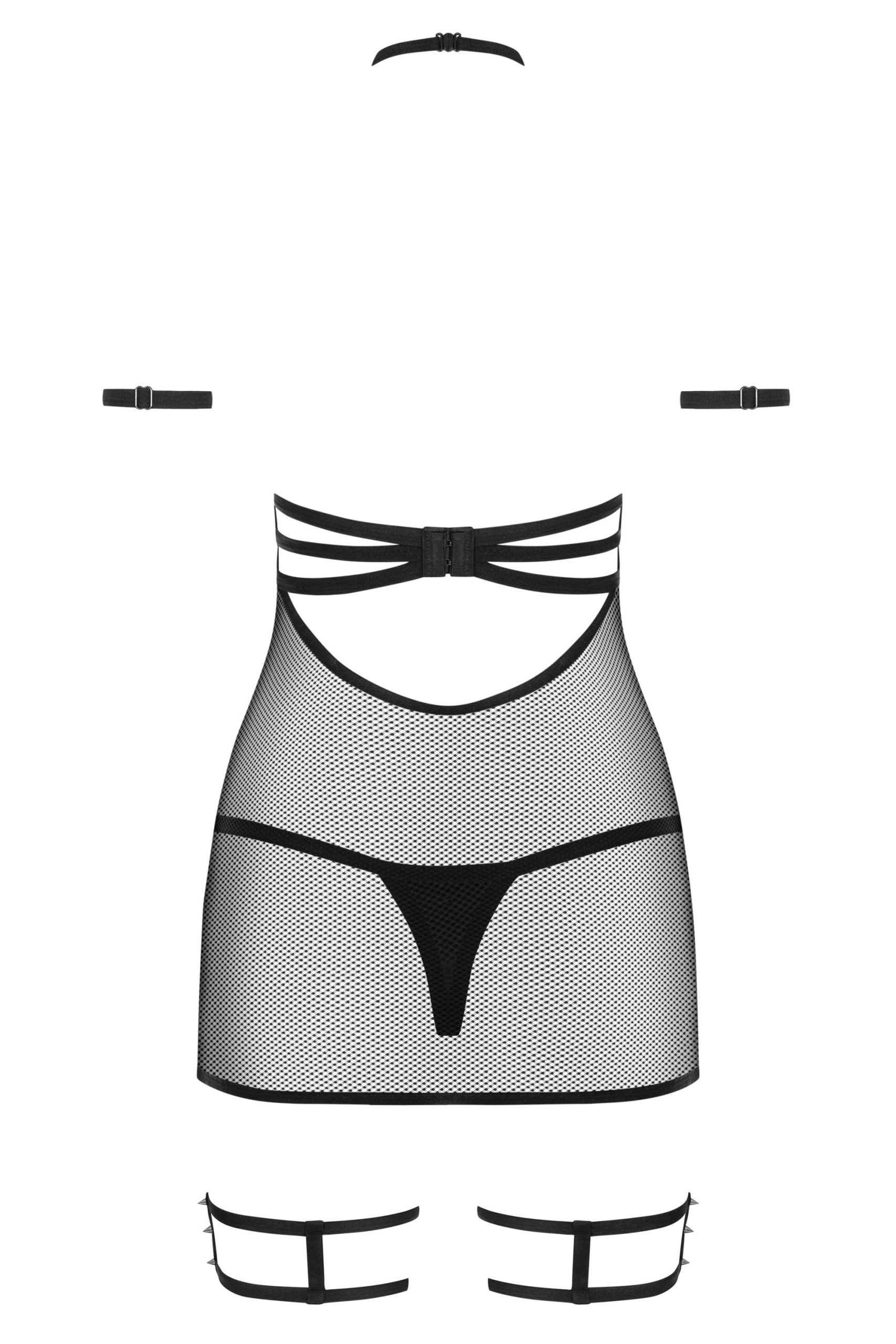 Conjunto De Lingerie Camisa De Noite E Tanga Em Preto Os