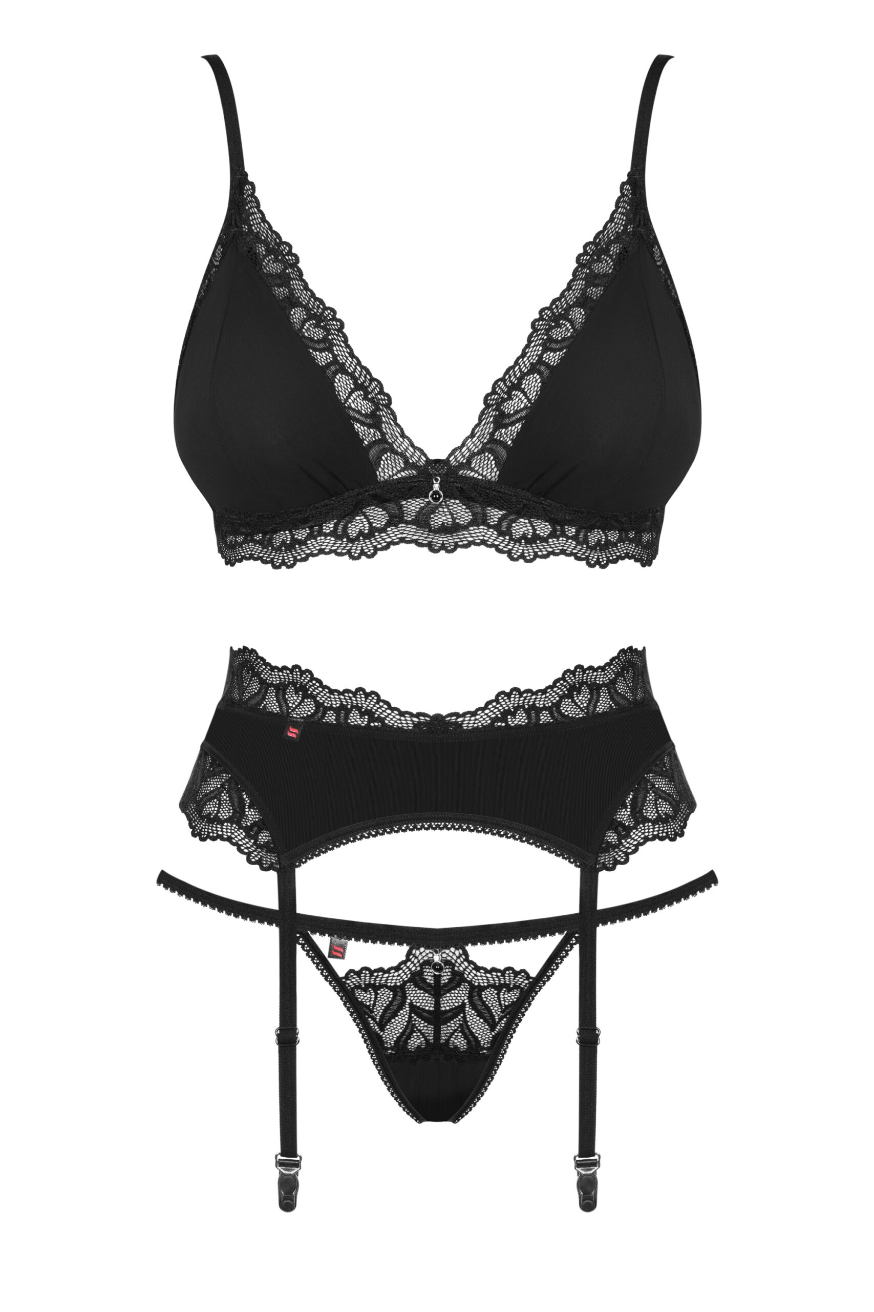 Conjunto de lingerie sutiã cinto de ligas e tanga OS0804 WomanizHer